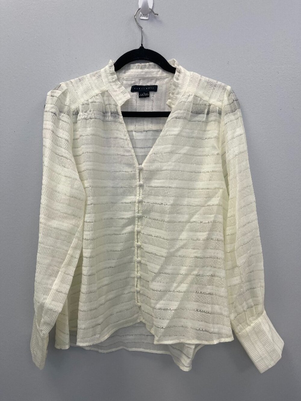 Sanctuary Semi-Sheer Button-Up Blouse in Ivory - Small - NWOT
